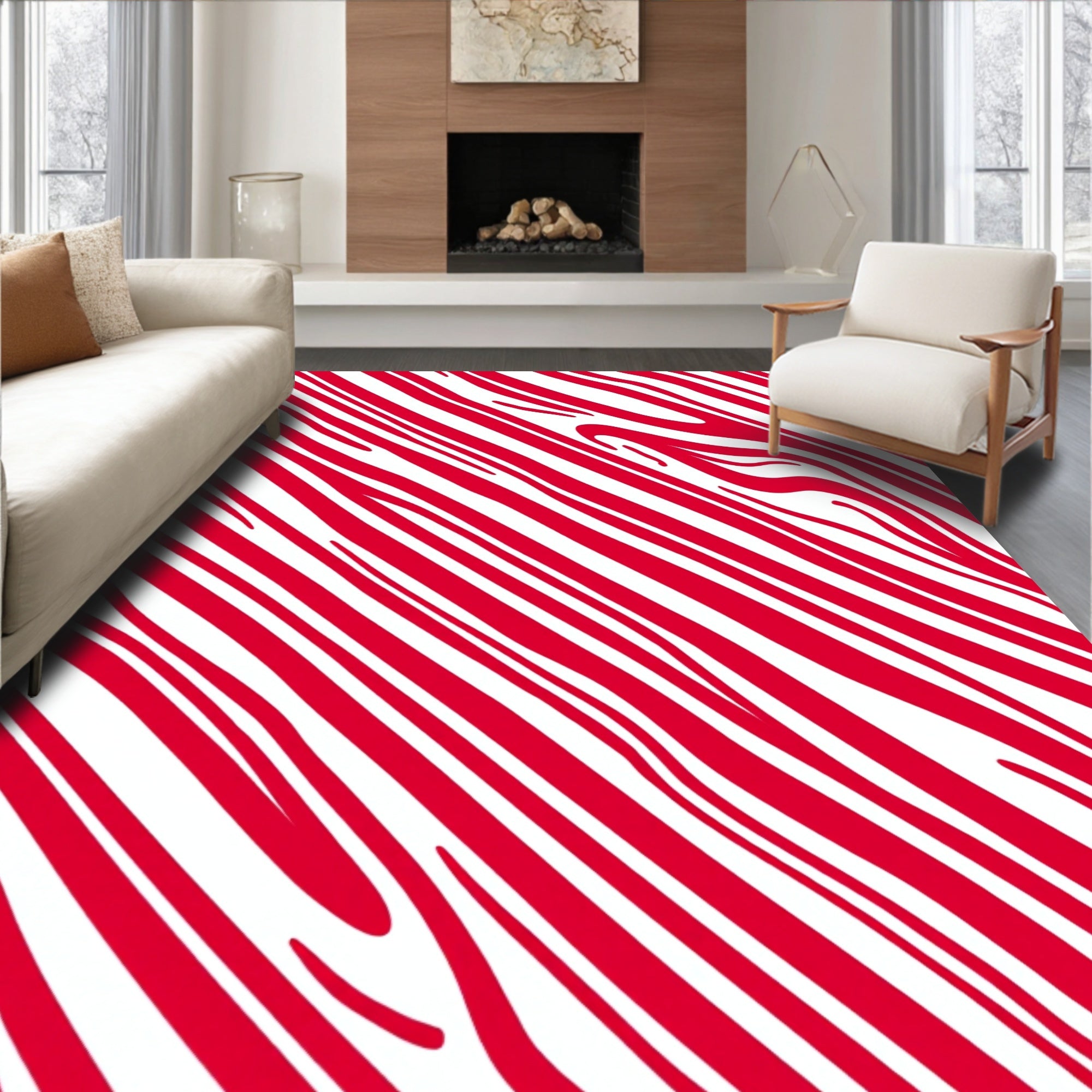 Bold Red Organic Stripe Rug