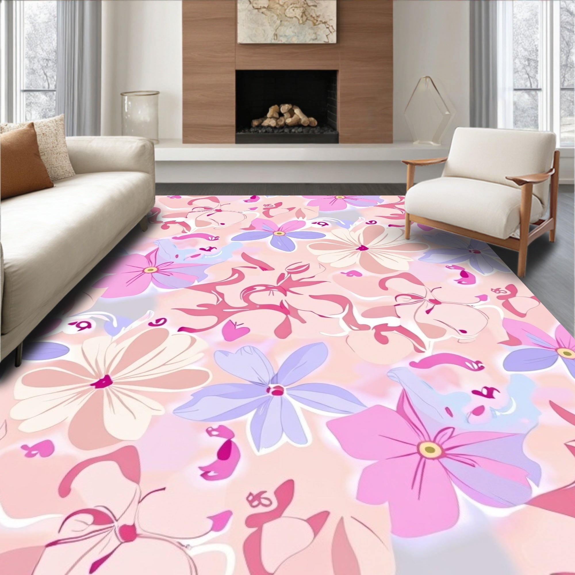 Pink Lilac Bloom Garland Rug