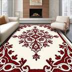 Regal Crimson Floral Damask Rug