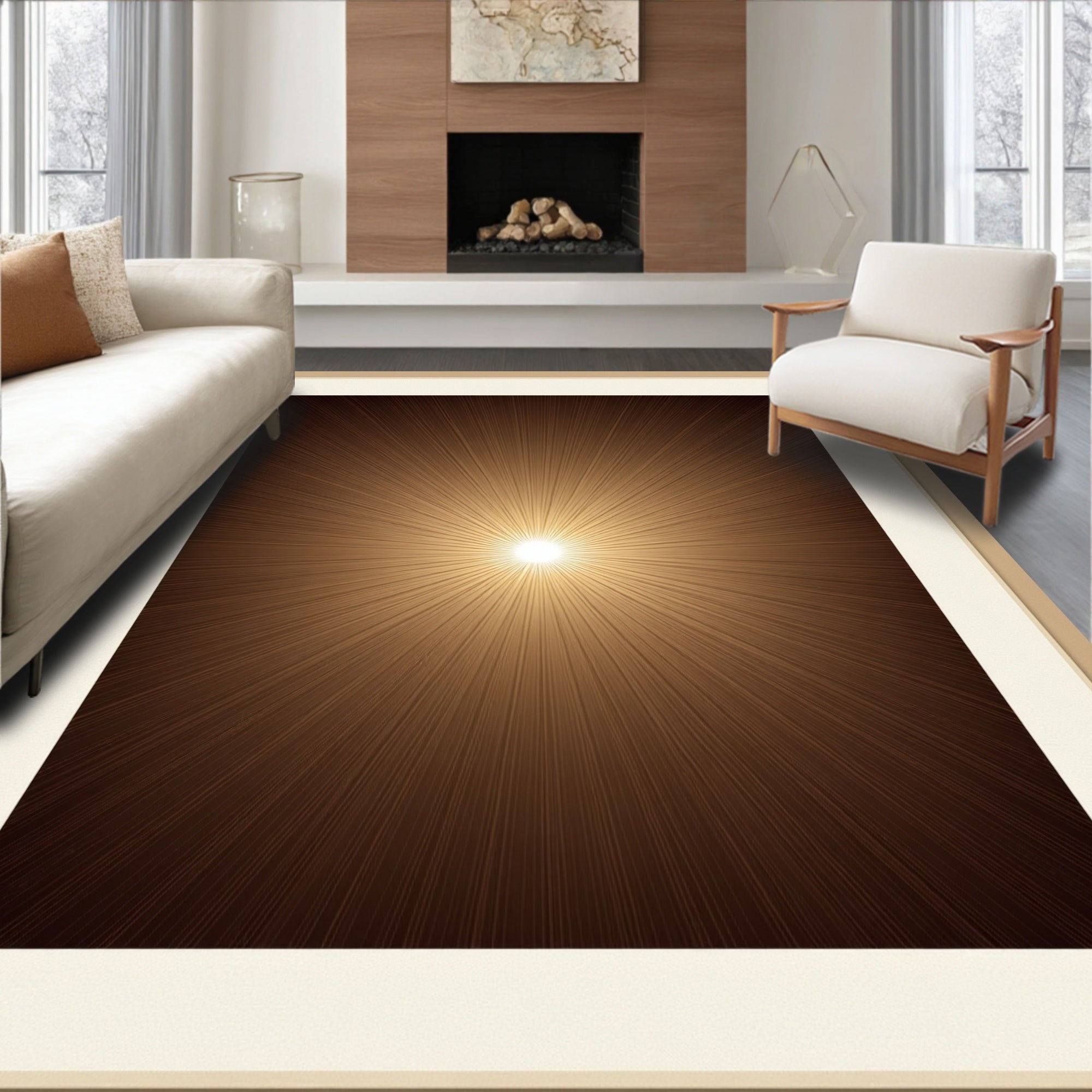 Radiant Sunburst Brown Rug