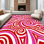 Crimson Pink Swirl Organic Forms Rug