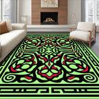 Luminous Chartreuse Floral Interlace Rug