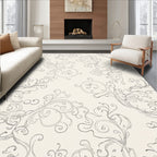 Elegant Gray Flourish Scrollwork Rug