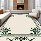 Elegant Green Floral Border Rug