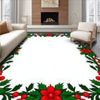 Festive Red Holly Berry Border Rug