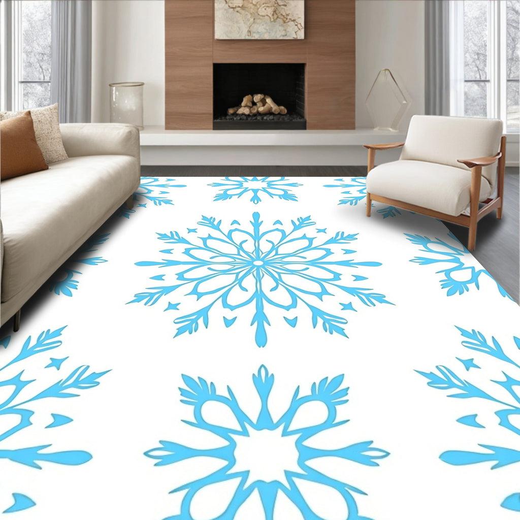 Arctic Blue Snowflake Scatter Rug