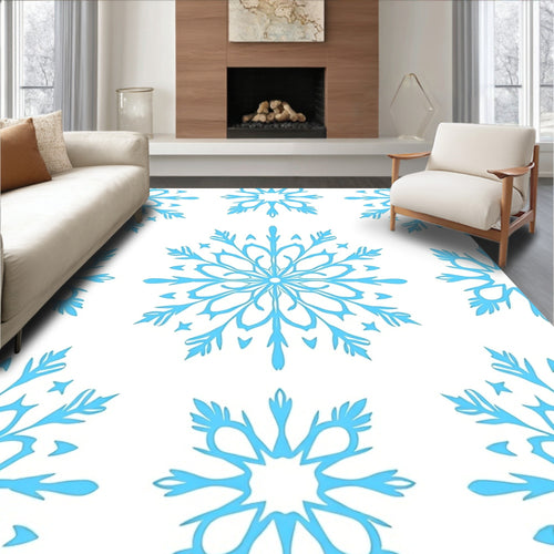 Arctic Blue Snowflake Scatter Rug