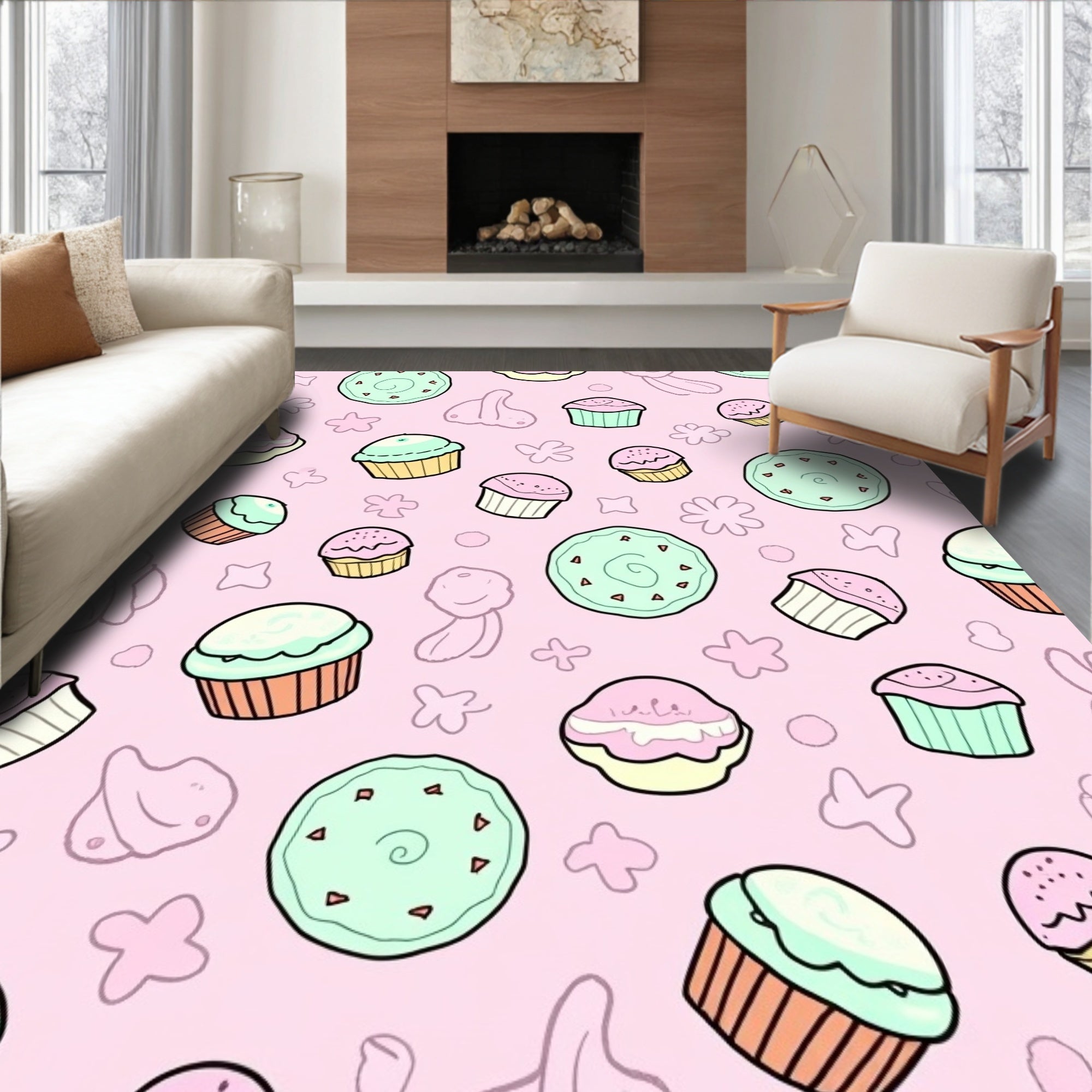 Pastel Cupcake Scatter Cute Rug
