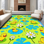 Cute Yellow Ducklings on Lily Pads Rug