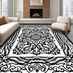 Intricate Black And White Scrollwork Harmony Rug