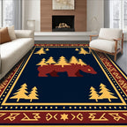 Barn Red Bear Forest Trees Rug