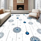 Blue Hanging Ornaments Starry Snowflakes Rug