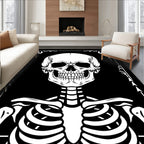 Monochromatic Skeleton Skull Frame Rug