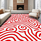 Crimson Swirl Maze Lines Rug