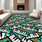 Vibrant Orange Aqua Piano Keys Rug