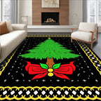 Festive Christmas Tree with Red Bow Rug