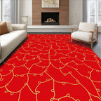 Crimson Yellow Organic Interlocking Shapes Rug