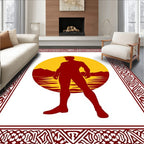 Deep Red Male Silhouette Sunscape Rug