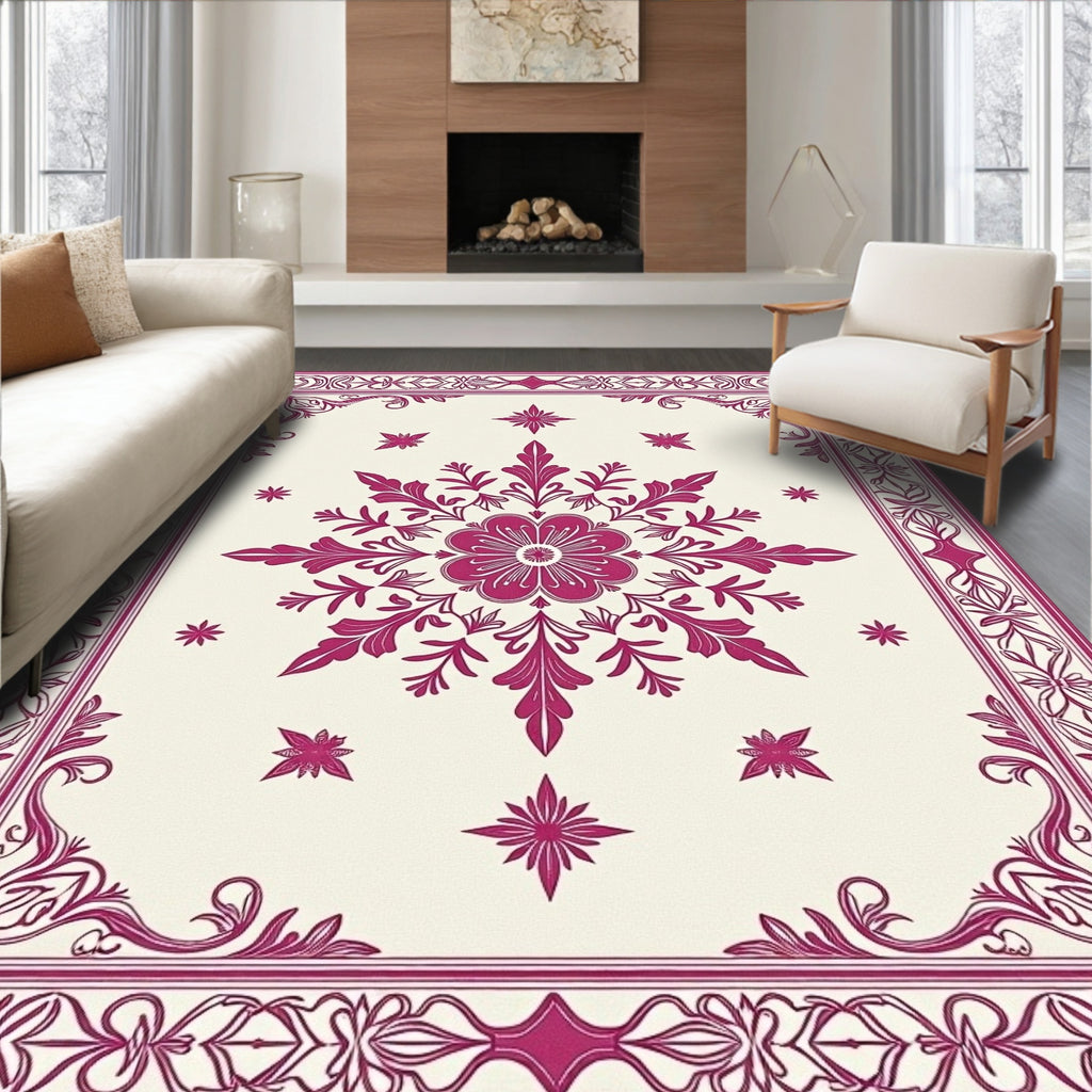 Ornate Bloom Border Art Rug