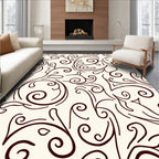 Dark Brown Swirl Leaf Vine Rug