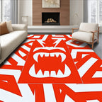 Fierce Red Fang Face Geometric Rug