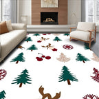 Woodland Winter Reindeer Christmas Trees Rug