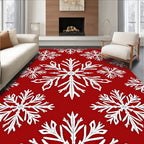 Winter White Iced Crystal Snowflakes Rug