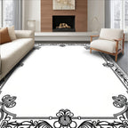 Vintage Black Floral Swirl Frame Rug