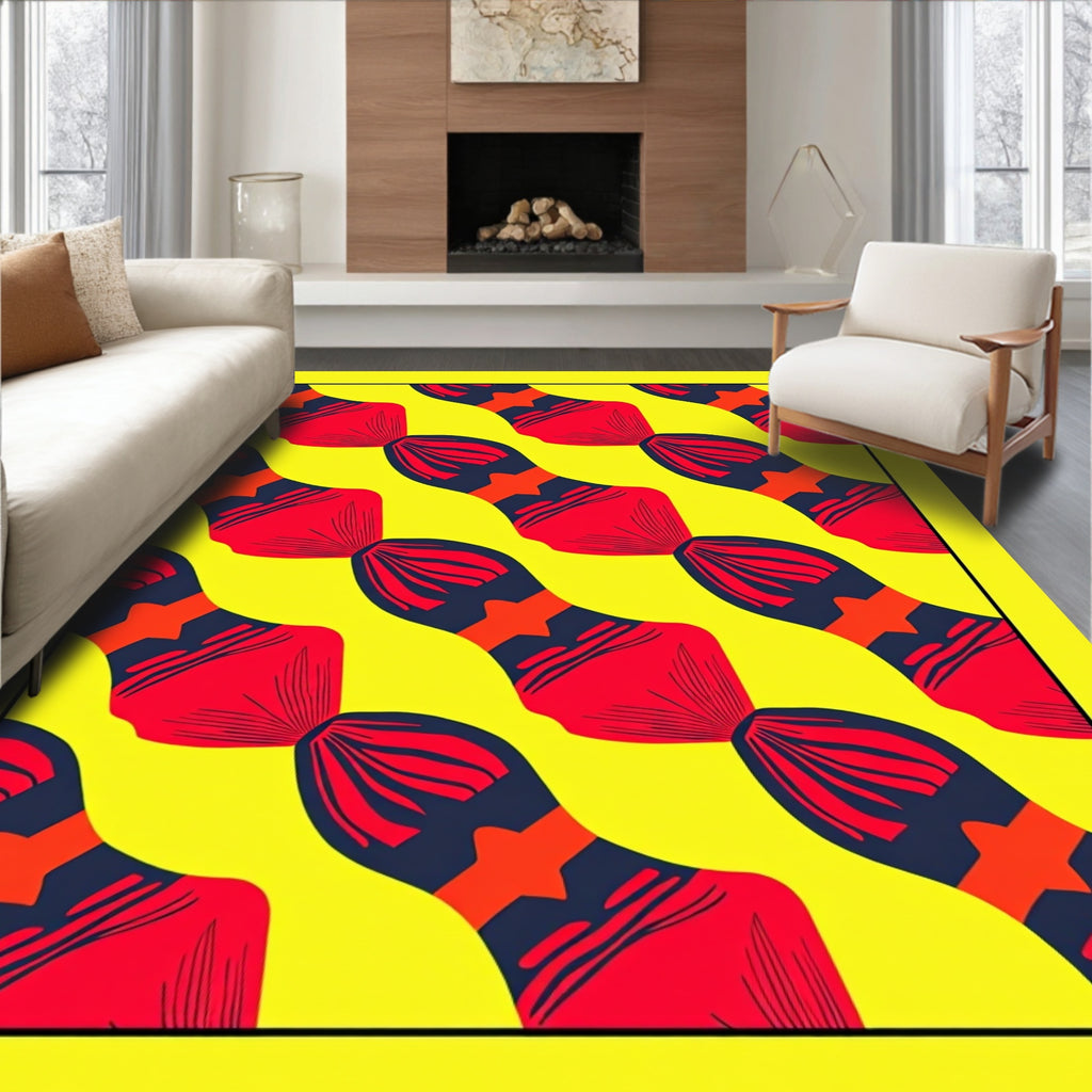 Bold Red Yellow Abstract Link Rug