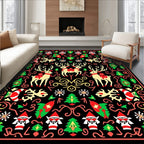 Jolly Reindeer Red Green Christmas Rug