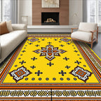 Bright Yellow Geometric Starburst Rug