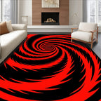 Vibrant Red Black Spiral Vortex Rug