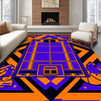 Bold Orange And Purple Geometric Narrative Rug