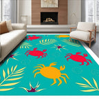 Ocean Blue Crab Tropical Leaf Rug