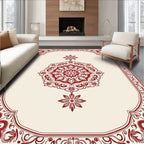 Crimson Floral Medallion Frame Rug