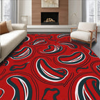 Red Abstract Swirls and Strokes Rug