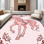 Pastel Pink Horse Carousel Frame Rug