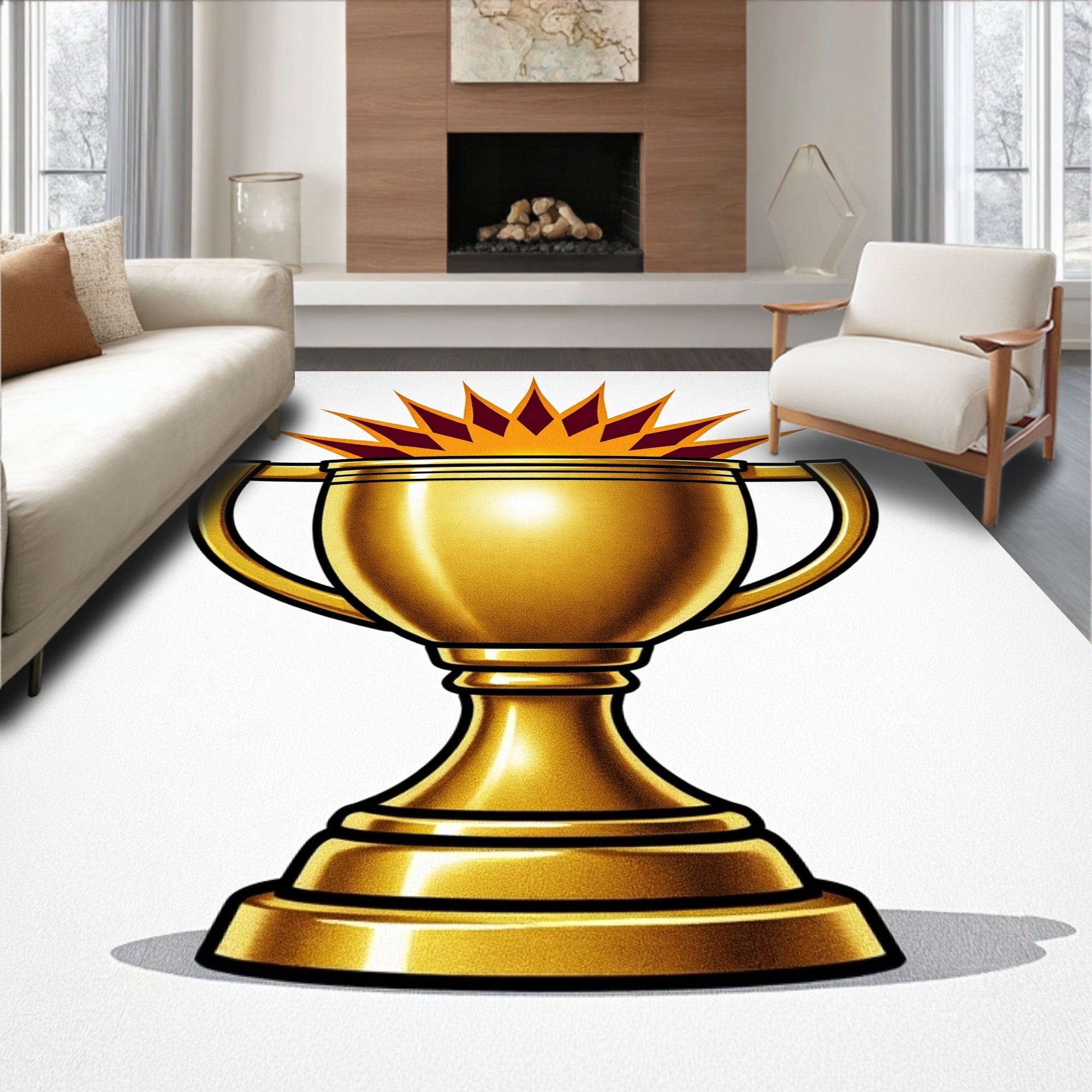 Golden Trophy Sunburst Accents Rug