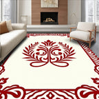 Crimson Victorian Floral Crest Rug