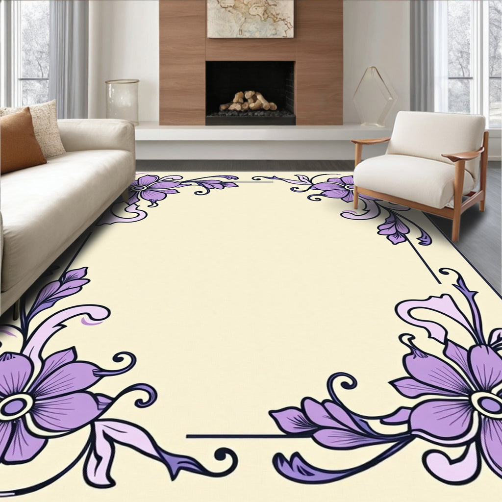 Lavender Floral Art Nouveau Corner Rug