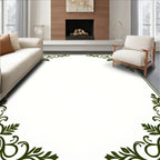 Dark Green Vine Floral Corner Accent Rug