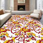 Red Yellow Dynamic Abstract Forms Rug