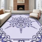 Deep Lavender Floral Mandala Border Rug