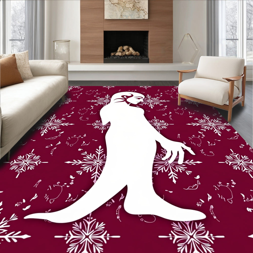 Crimson White Snowflake Figure Allegory Rug