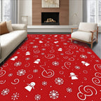 Red Snowman Snowflake Swirl Collage Rug