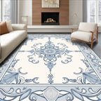 Pale Blue Art Nouveau Floral Medallion Rug
