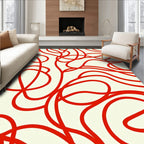 Crimson Scribble Continuous Line Rug
