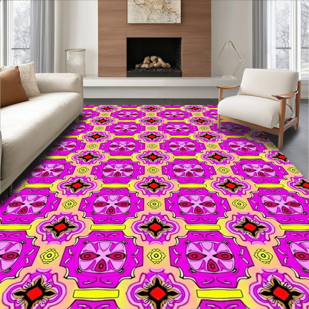 Vibrant Pink Ornate Floral Medallion Rug