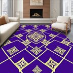 Royal Purple Yellow Geometric Stars Medallion Rug