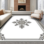 Ornate Gray Floral Scroll Medallion Rug